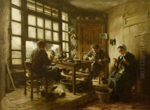 Les Cordonniers De Mont-saint-pere by Leon Augustin L'Hermitte