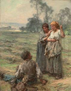 Dans Les Champs by Leon Augustin L'Hermitte