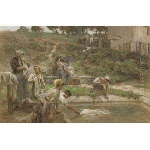 Au Lavoir, Six Figures by Leon Augustin L'Hermitte