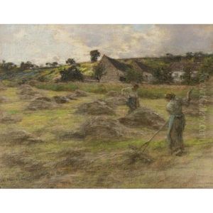 Les Foins Derriere La Ferme by Leon Augustin L'Hermitte