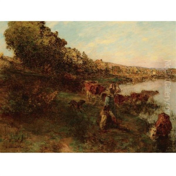 Troupeau Au Bord De L'eau - view 1