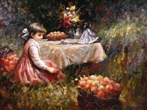 Girl With Apple Cart by Leon Augustin L'Hermitte