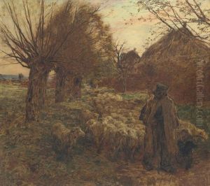 Le Berger Et Son Troupeau by Leon Augustin L'Hermitte