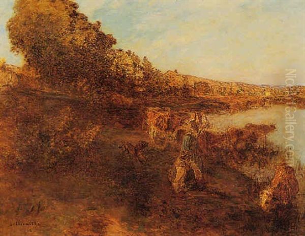 Herd By Water's Edge - view 1