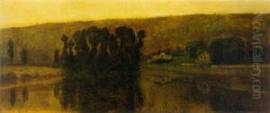 The Farm Near The Pond by Leon Augustin L'Hermitte