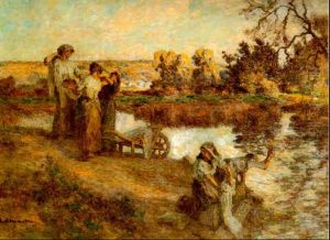 Laveuses, Bord De Marne by Leon Augustin L'Hermitte
