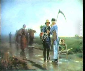 Kurzes Verweilen. by Leon Augustin L'Hermitte