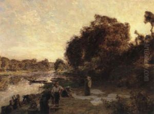 Laveuses A Chelles by Leon Augustin L'Hermitte