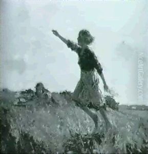 Frohliche Madchen Auf Der Sommerwiese by Leon Augustin L'Hermitte