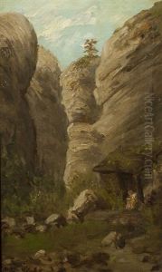 Pilger In Den Felsen by Albin Lhota