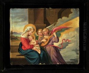 Madonna Mit Schlafendem Jesusknaben Und Engeln by Alois Josef Benedicter