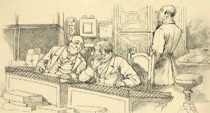 "im Kontor Sind Zwei Herren Im Gesprach " by Engl Josef Benedikt