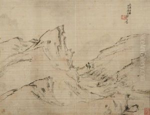 Landscapes (pair) by  Liang Yuwei