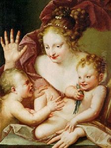 Allegory With A Woman And Two Putti by Marco Liberi