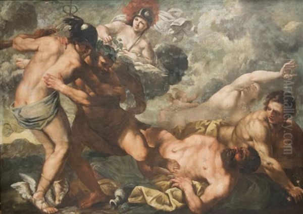 Scene Mythologique Avec Mercure, Apollon Et Minerve - view 1