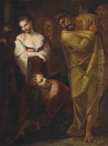 Christ And The Woman Taken In Adultery by Pietro Liberi