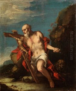 Der Heilige Hieronymus In Anbetung Des Kreuzes by Pietro Liberi
