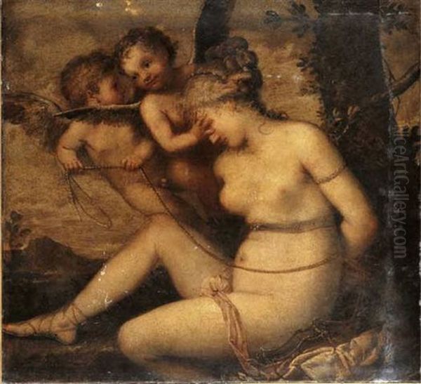 Venus Being Bound By Two Putti - view 1