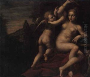 Venus Afv+bner Amor by Pietro Liberi