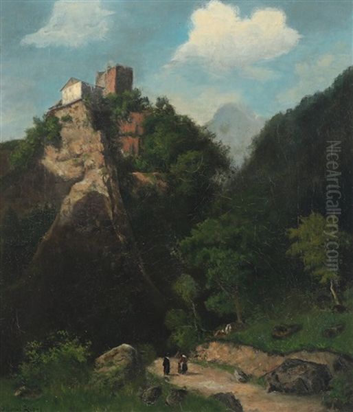 Landscape With Persons On A Path And A House On A Ledge - view 1