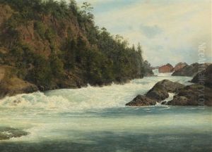 Landscape With Roaring River, Probably Norway by Georg Emil Libert