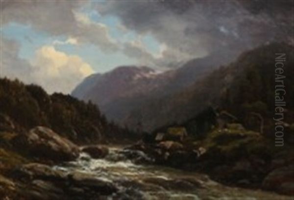 A Norwegian Mountainscape Overlooking A River - view 1