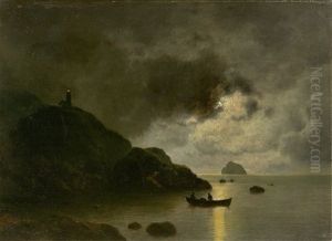 Nocturnal Clouds Over A Rocky Coast by Georg Emil Libert