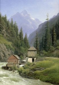 Sommerliche Berglandschaft In Tirol Mit Einer Wassermuhle Am Flus Sommerliche Berglandschaft In Tirol Mit Einer Wassermuhle Am Flus
