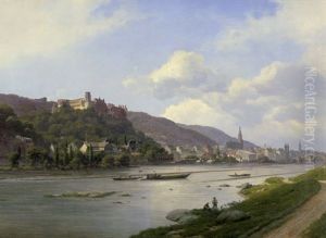 Ansicht Des Heidelberger Schlosses Am Neckar, Von Der Hirschgasse Aus Gesehen by Georg Emil Libert