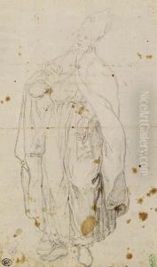 Figura Stante Di Vescovo Con Braccio Destro Sollevato E Testa Rivolta Verso L'alto Figura Stante Di Vescovo Con Braccio Destro Sollevato E Testa Rivolta Verso L'alto