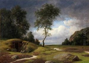 Landscape With A Boy Sitting In Font Of A Burial Mound