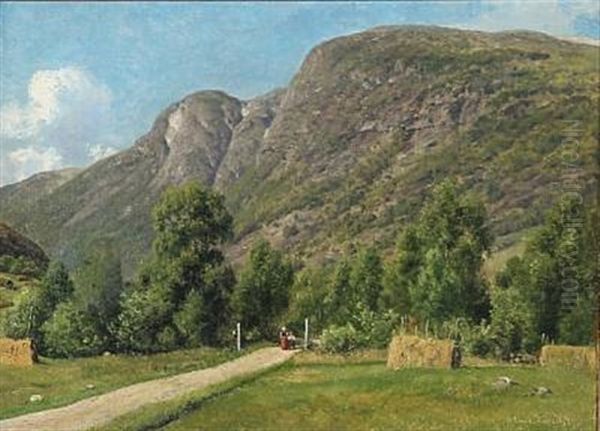 Summer Day In Norway With A Mother And Son Walking On A Path - view 1