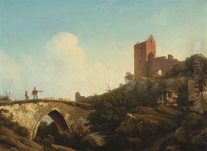Landscape With The Ruins Of Castle Hammershus, Bornholm by Georg Emil Libert