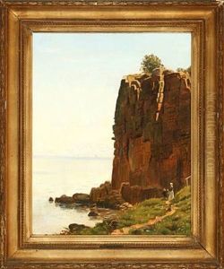 Coastal Scene At Helligdomsklipperne Rocks At Bornholm Island, Denmark by Georg Emil Libert