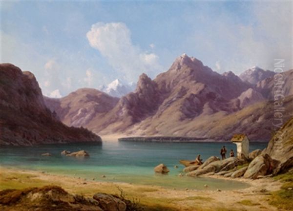 Gebirgssee Mit Marterl Am Ufer - view 1