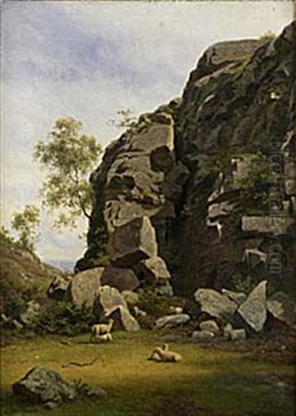 Pastoralt Landskap Med Betande Far - view 1