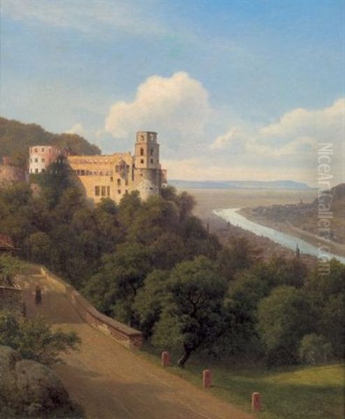 Blick Auf Das Heidelberger Schlos Mit Dem Neckar Im Hintergrund - view 1