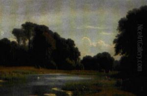Parti Ved Fuglsangssoen I Dyrehaven by Georg Emil Libert