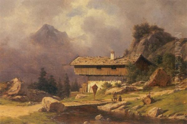 Figurer Ved En Bjerghytte I Tyrol - view 1