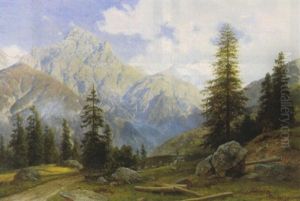 Sneklaedte Bjergtinder. Udsigt Over Bjerglandskab, Schweiz