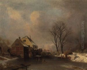 Winterlandschaft Mit Muhle by Georg Emil Libert