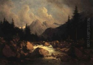An Alpine River Landscape by Georg Emil Libert