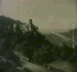 Fra Heidelberg Slot Og By Set                               Fra Vejen Til Wolfsbrunnen. 1859 by Georg Emil Libert