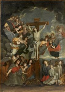 Le Crucifix Aux Anges (after Charles Le Brun) by Louis Licherie De Beurie
