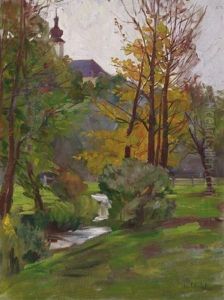 Bachlauf In Herbstlicher Parklandschaft