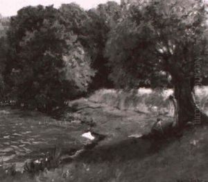Badende Am Teichufer Badende Am Teichufer