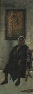 Old Woman In A Chair Or The Nude Behind by Hans Reinhold Lichtenberger