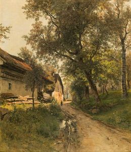 Farm In Aschach by Eduard Peithner Von Lichtenfels