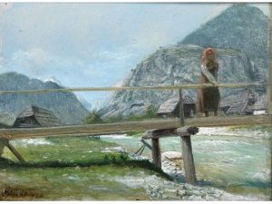 Kapellbrucke Gegen Den Pilatus Gesehen, Luzern by Eduard Peithner Von Lichtenfels