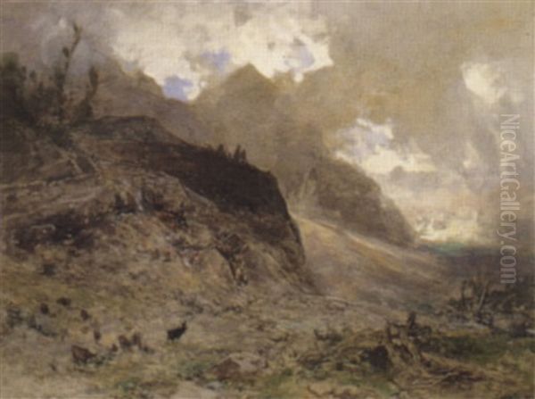 Hochgebirgslandschaft Mit Gamsen - view 1